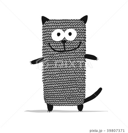 Cute knitting cat, sketch for your design 39807371