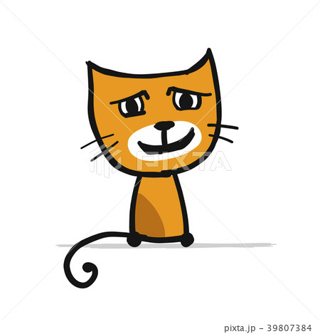 Funny kitten, sketch for your design Funny kitten, sketch for your design 39807384