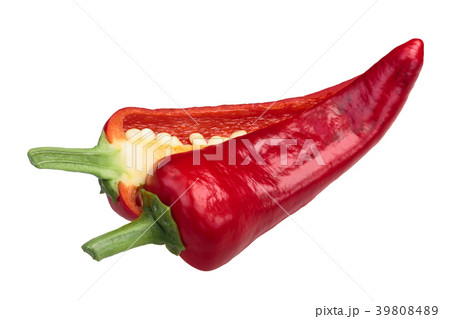 Chimayo chile pepper, halved pod 39808489