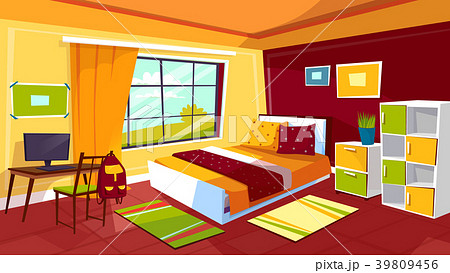 Teenager bedroom vector cartoon illustration of 39809456