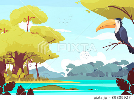Jungle Landscape Cartoon Illustration 39809927