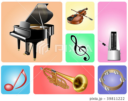 楽器（ピアノ,バイオリン,トランペット,タンバリン,メトロノーム） 39811222
