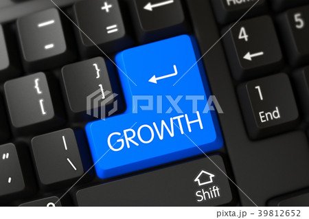 Growth CloseUp of Blue Keyboard Button. 3d Growth CloseUp of Blue Keyboard Button. 3d 39812652