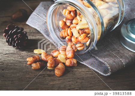 Mixed nuts in glass jar, Healthy snack Mixed nuts in glass jar, Healthy snack 39813588