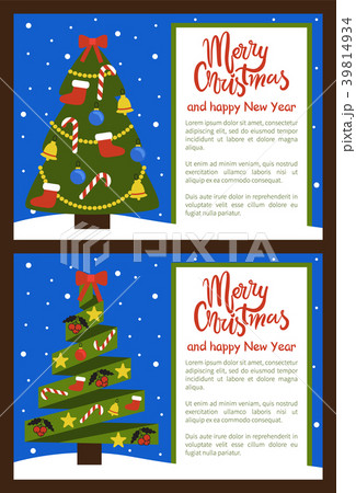 Merry Christmas Poster with Tree Decorated by Toys 39814934