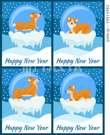Happy New Year Set of Posters Vector Illustration Happy New Year Set of Posters Vector Illustration 39814962