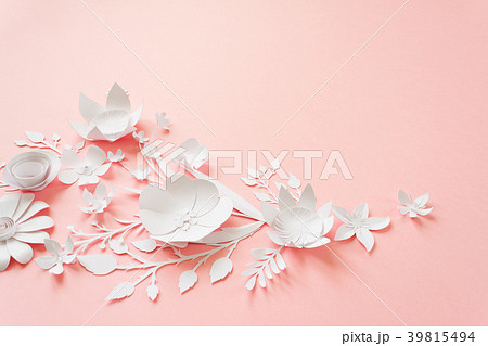 frame with white paper flowers frame with white paper flowers 39815494