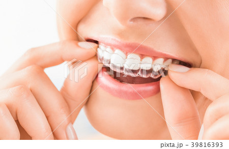 Beautiful smile and white teeth of a young woman. Beautiful smile and white teeth of a young woman. 39816393