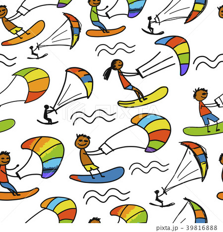 Kiteboarding, seamless pattern for your design Kiteboarding, seamless pattern for your design 39816888