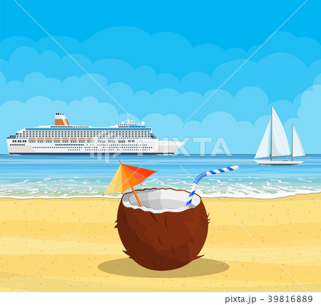 Paradise beach of the sea with yachts 39816889