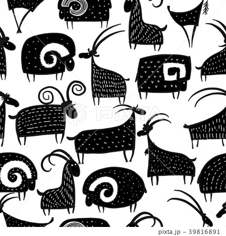 Goats and rams, seamless pattern for your design 39816891