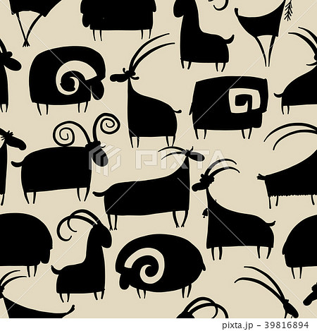 Goats and rams, seamless pattern for your design 39816894