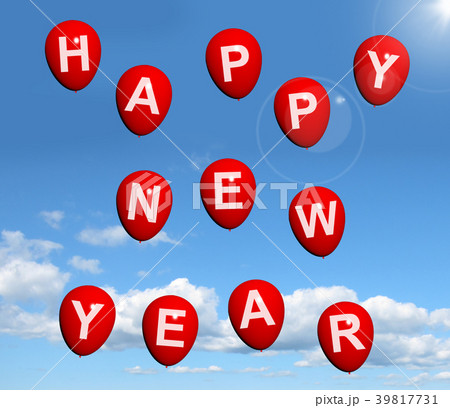 Balloons In The Sky Spelling Happy New Year 39817731