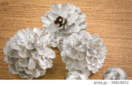 Siver Baubles and Pinecones for Christmas Ornament 39819052