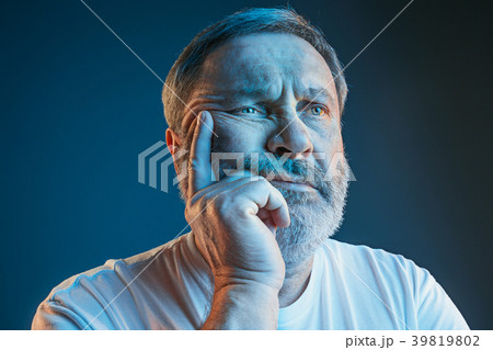 Sports, emotions and fan people concept - sad man 39819802