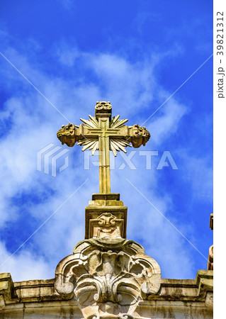 Church baroque style stone crucifix 39821312