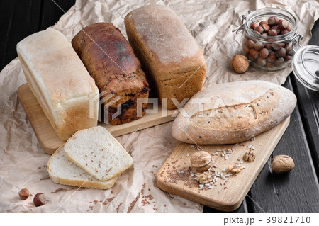 Different types of bread from the bakery, lie on a 39821710