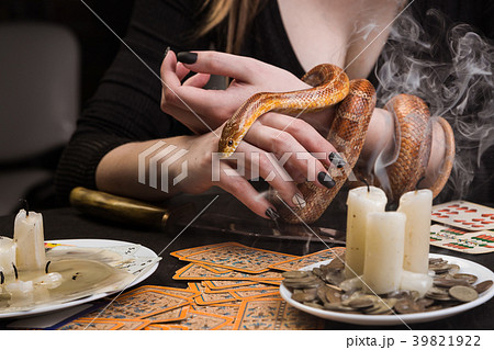A woman will hold her hand to a snake 39821922