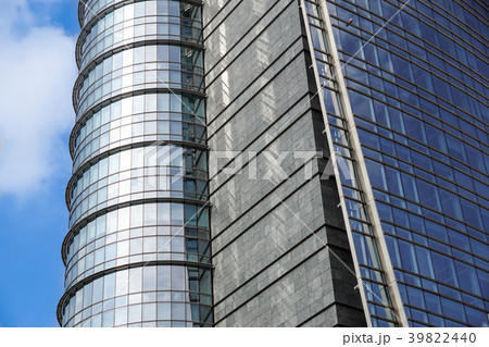 modern blue glass wall of office building 39822440