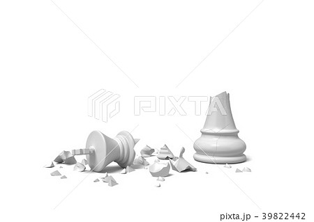 3d rendering of a completely broken white chess 39822442
