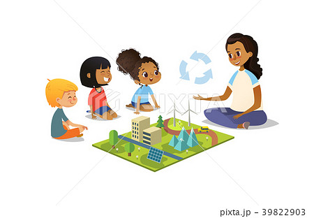 Female teacher discusses ecology Green-city using 39822903