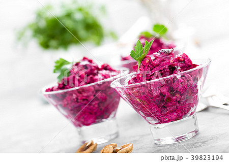 Beet salad. Salad of boiled beet Beet salad. Salad of boiled beet 39823194