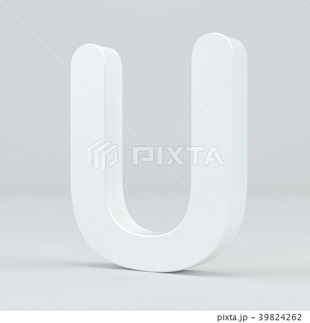 White letter U on studio light background. 3d 39824262