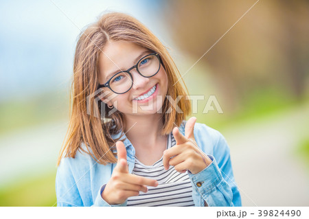 Portrait of happy smilling teenage young girl. Portrait of happy smilling teenage young girl. 39824490