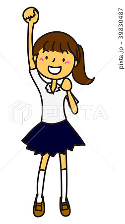 夏拳を突き上げる女子生徒のイラスト素材