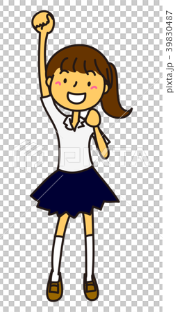 Girl student pushing up summer fist Girl student pushing up summer fist 39830487
