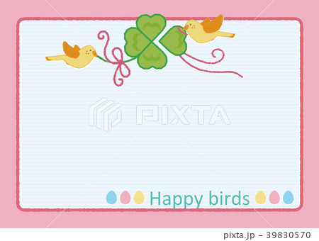 インコと四つ葉のクローバー2（フレーム） 39830570