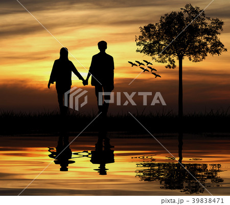 Silhouette of couple 39838471