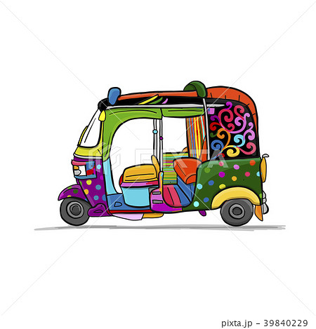 Tuktuk, motorbike asian taxi. Sketch for your 39840229