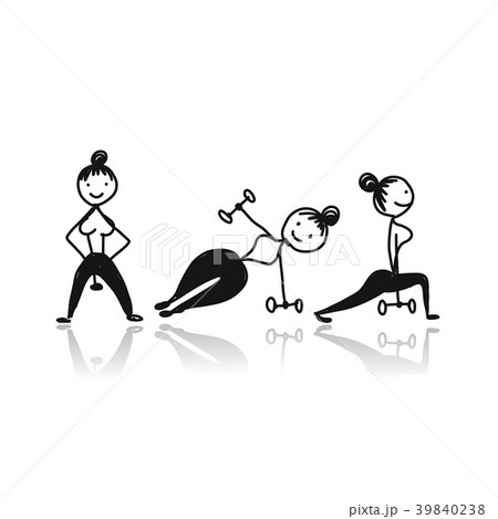 Girls doing sport exercises, sketch for your Girls doing sport exercises, sketch for your 39840238