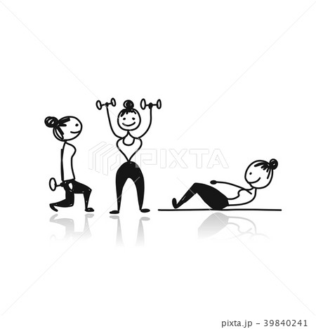 Girls doing sport exercises, sketch for your 39840241
