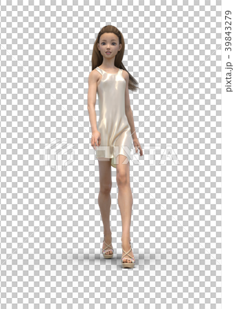 ポーズするワンピースの女性 Perming3dcgイラスト素材のイラスト素材 ポーズするワンピースの女性 Perming3dcgイラスト素材のイラスト素材