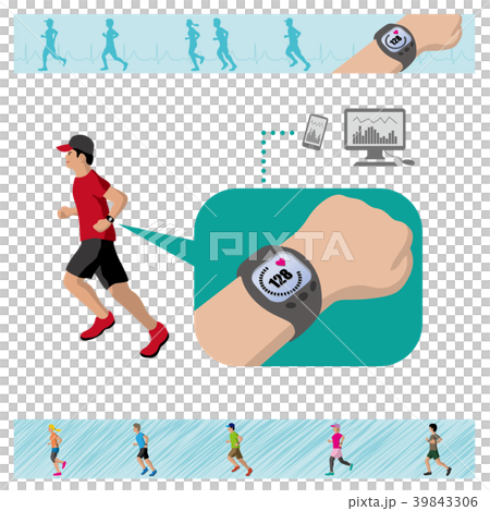 スマートウォッチを付けてランニングする人 スマートウォッチを付けてランニングする人 39843306