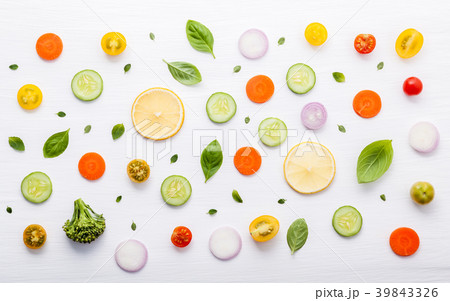 Food pattern with raw ingredients of salad. Food pattern with raw ingredients of salad. 39843326