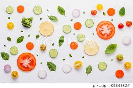 Food pattern with raw ingredients of salad. Food pattern with raw ingredients of salad. 39843327