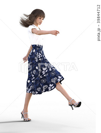 ポーズするロングスカートの女性 Perming3dcgイラスト素材のイラスト素材