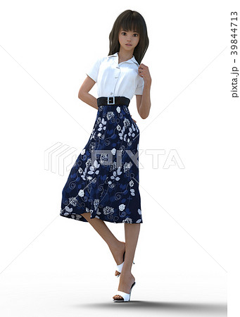 ポーズするロングスカートの女性 Perming3dcgイラスト素材のイラスト素材