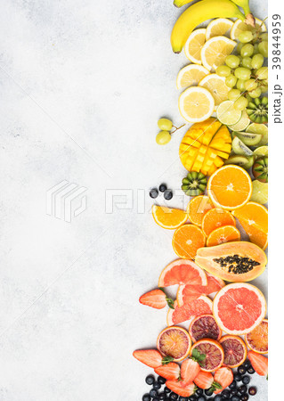 Top view of rainbow fruits and berries Top view of rainbow fruits and berries 39844959