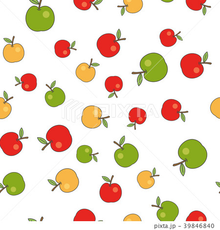 Ripe Apples Flat Vector Seamless Pattern on White 39846840