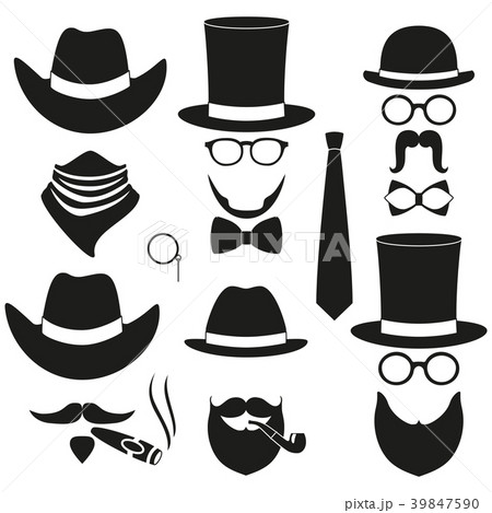 Black and white 6 silhouette man avatars set 39847590
