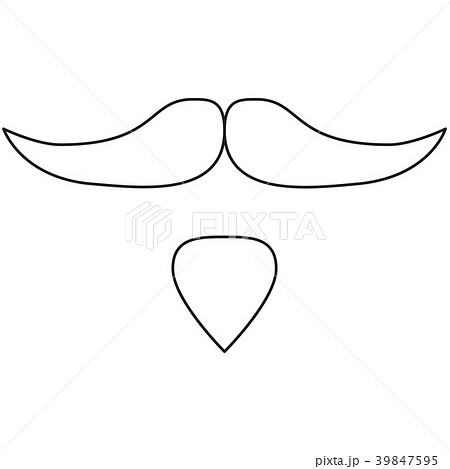 Line art black and white moustache beard set Line art black and white moustache beard set 39847595