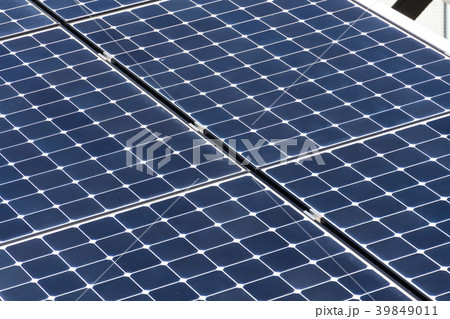 Blue rotating solar panels tilted axis tracker 39849011