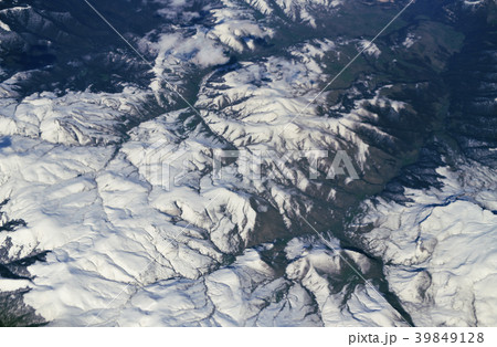 View from plane to snow capped peaks of Caucasus View from plane to snow capped peaks of Caucasus 39849128