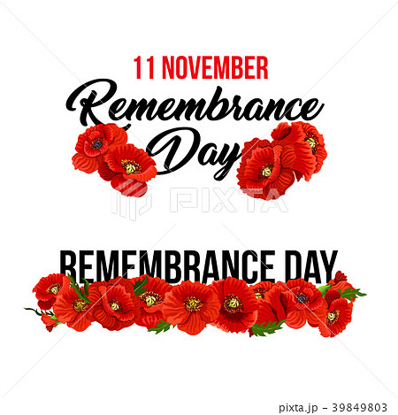 11 November Remembrance day vector poppy icons 39849803