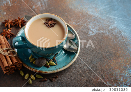 Indian masala chai tea. Spiced tea with milk. 39851086