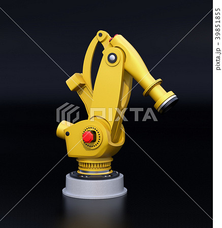 黒バックに黄色の大型産業用ロボットのイメージ 黒バックに黄色の大型産業用ロボットのイメージ 39851855